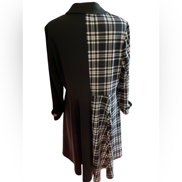 A’jumma Black, white & Black Plaid high low Single button Blazer w/lapel Size 1X - Picture 4 of 11